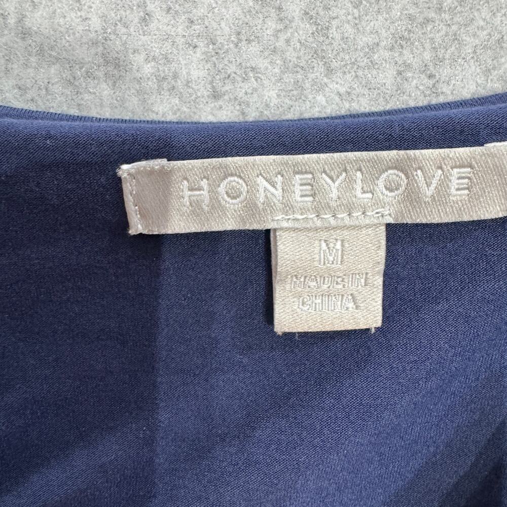 HoneyLove Blisswear Chemise Sz M Navy Blue Shelf Bra V-Neck Mesh Trim Soft - Picture 5 of 10